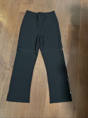 Black High-Rise Flared Ankle Zip Detail Pants